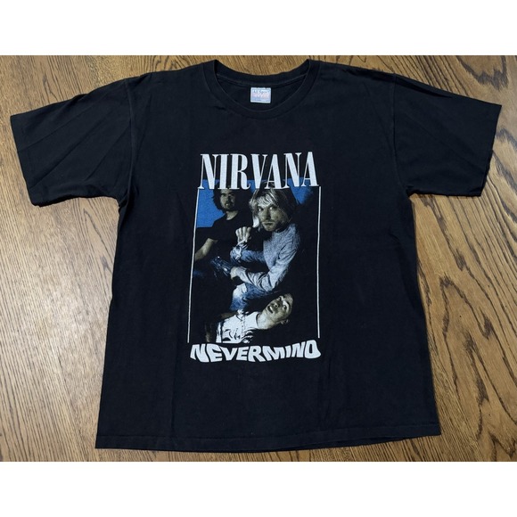 Vintage Nirvana Nevermind T-Shirt 1991 Short Sleeve Black All Sport Size Large